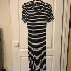 Blue and white striped dress